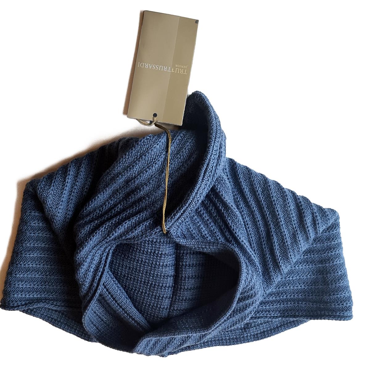 Trussardi Junior Schalmütze – Blau (0–9 Monate) mit 20 % Schaf-Kaschmir Trussardi Junior Schalmütze – Blau (0–9 Monate) mit 20 % Schaf-Kaschmir